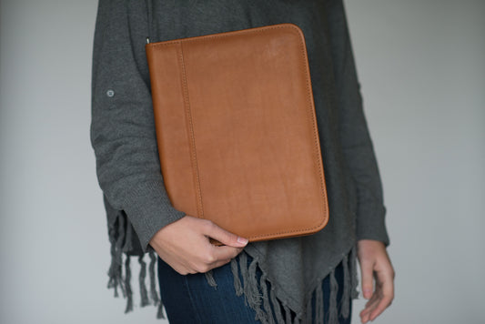 Leather Zip Around Writing Portfolio
