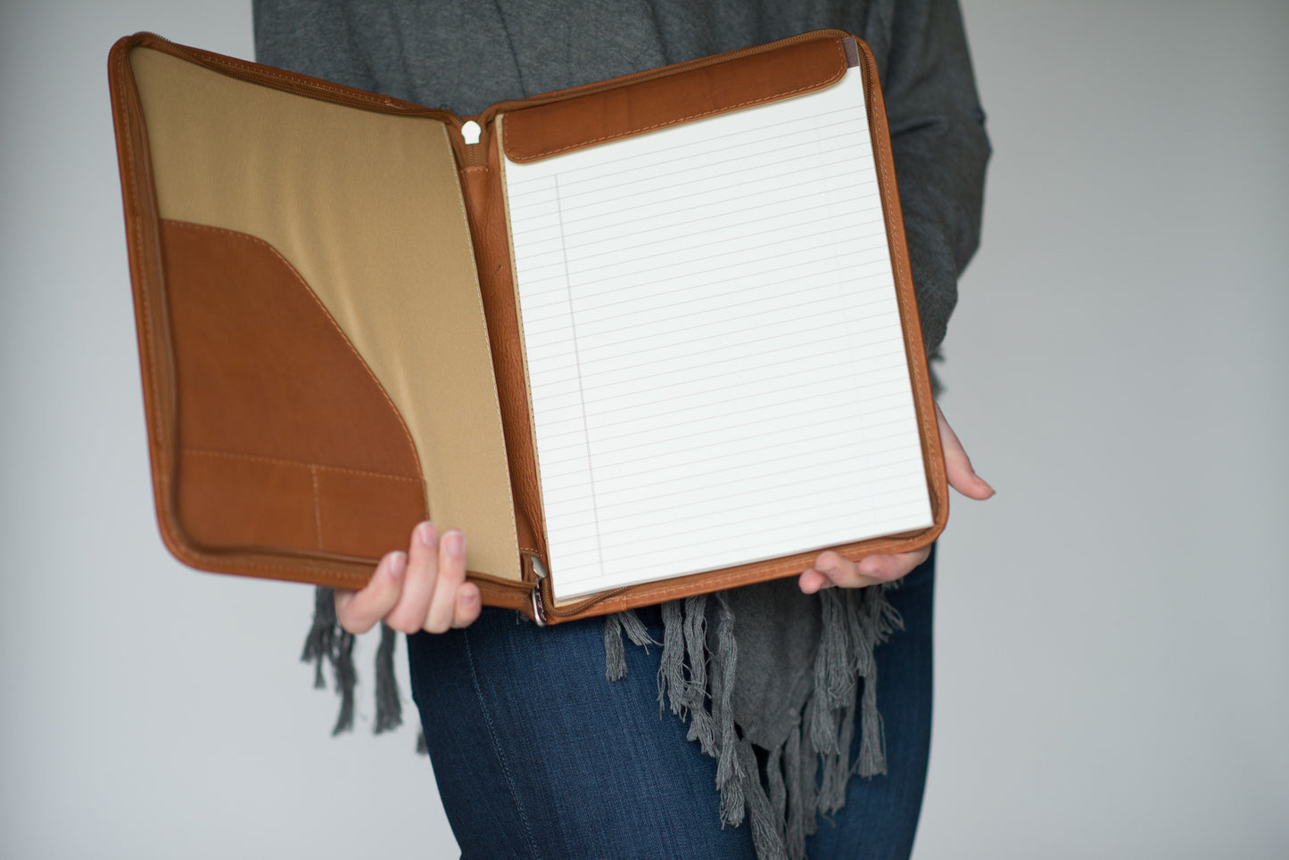 Leather Zip Around Writing Portfolio